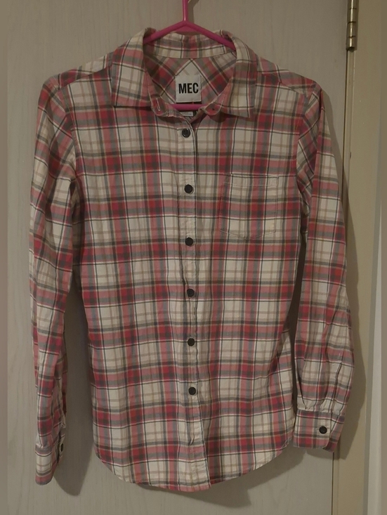 MEC Tops - MEC Pink Plaid Slim Fit Button-Up Shirt (XS)